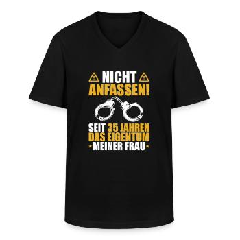 Leinwandhochzeit Ehemann 35. Hochzeitstag Geschenk - Männer-T-Shirt mit V-Ausschnitt - Schwarz - Vorne - AI Model Male 178 dark (178cm)