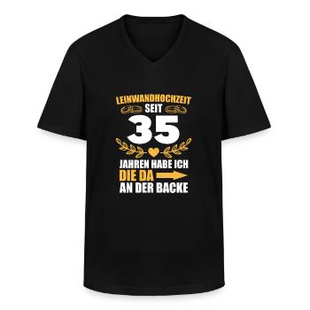 35. Hochzeitstag Mann Leinwandhochzeit Geschenk - Männer-T-Shirt mit V-Ausschnitt - Schwarz - Vorne - AI Model Male 178 dark (178cm)