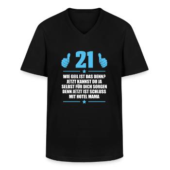 21er Eltern Sohn Idee 21. Geburtstag Geschenk - Männer-T-Shirt mit V-Ausschnitt - Schwarz - Vorne - AI Model Male 178 dark (178cm)
