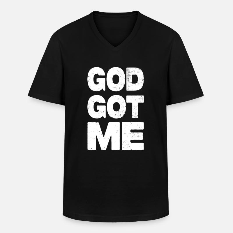 God Got Me - Männer-T-Shirt mit V-Ausschnitt - Schwarz