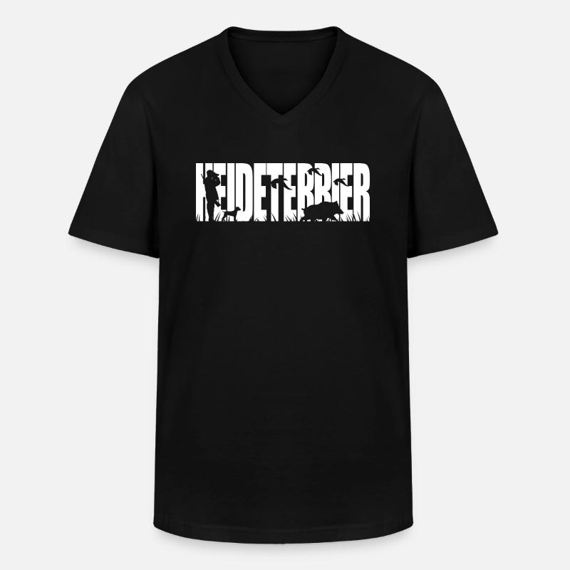 HEIDETERRIER Jagdhund Jagdhunde Wilsigns - Männer-T-Shirt mit V-Ausschnitt - Schwarz