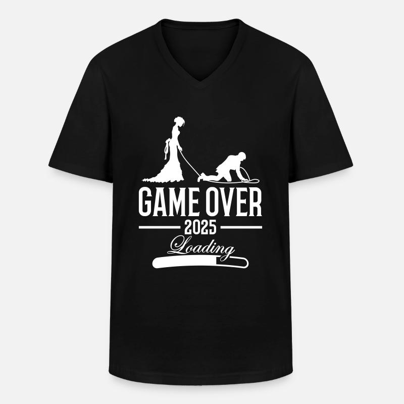 Hochzeit Loading 2025 Game Over - Männer-T-Shirt mit V-Ausschnitt - Schwarz