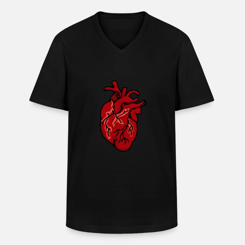 Rotes Herz - Männer-T-Shirt mit V-Ausschnitt - Schwarz