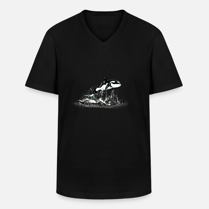 Orca - Männer-T-Shirt mit V-Ausschnitt - Schwarz
