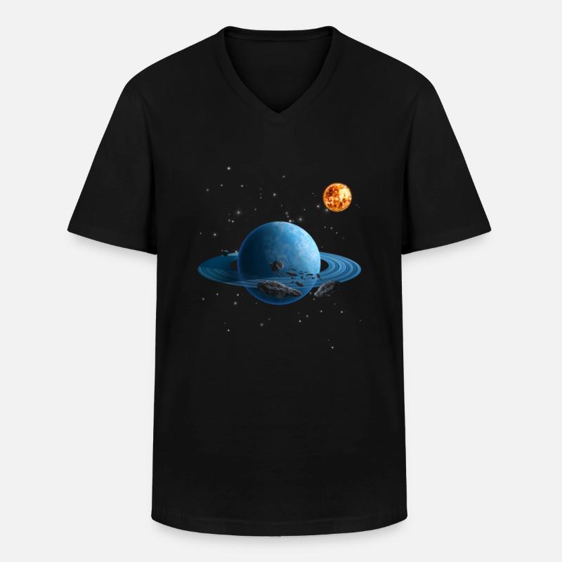 Sonnensystem - Männer-T-Shirt mit V-Ausschnitt - Schwarz