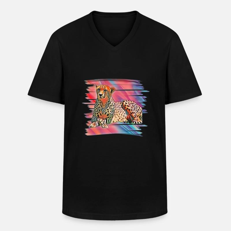 Gepard - Männer-T-Shirt mit V-Ausschnitt - Schwarz