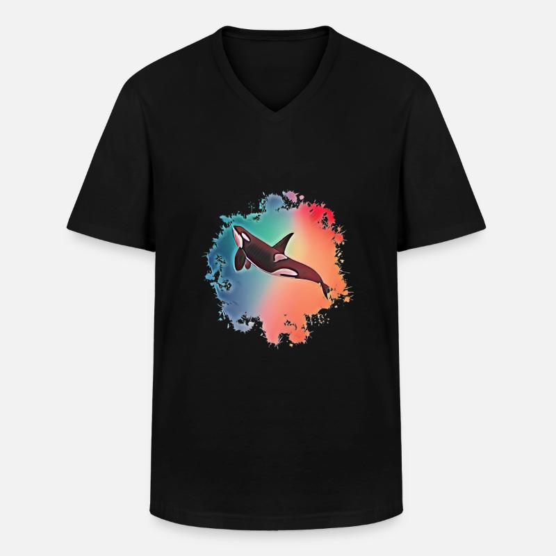 Orca - Männer-T-Shirt mit V-Ausschnitt - Schwarz