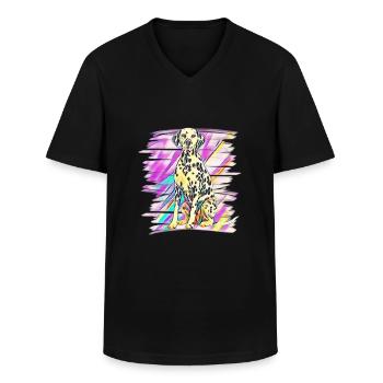 dalmatiner - Klassisk herre T-shirt med V-udskæring - sort - Foran - AI Model Male 178 dark (178cm)