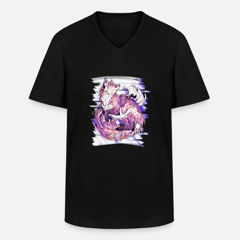 Fuchs - Männer-T-Shirt mit V-Ausschnitt - Schwarz