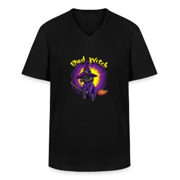 Mauvais chat sorcière pour sorcières chevauche le balai - T-shirt col V Homme - noir - Devant - AI Model Male 178 dark (178cm)