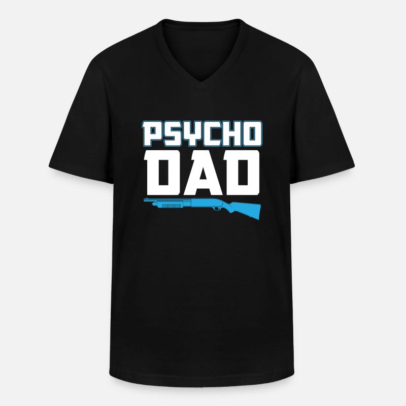 Psycho Dad - Vater Geschenkidee - Männer-T-Shirt mit V-Ausschnitt - Schwarz