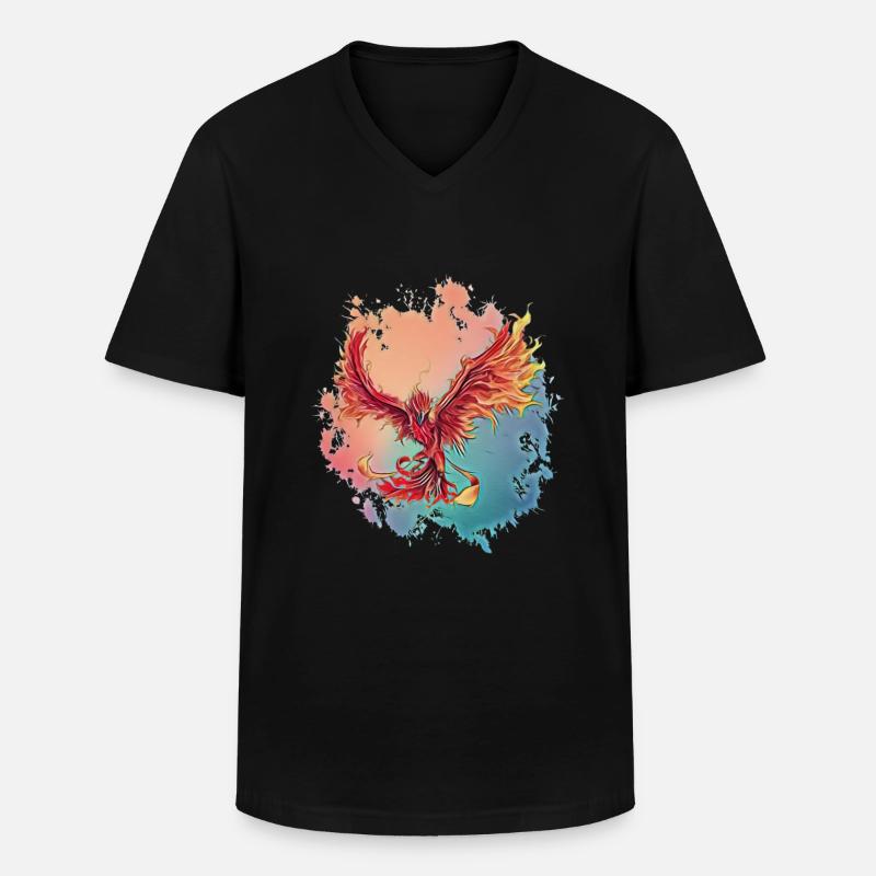 Phönix - Männer-T-Shirt mit V-Ausschnitt - Schwarz