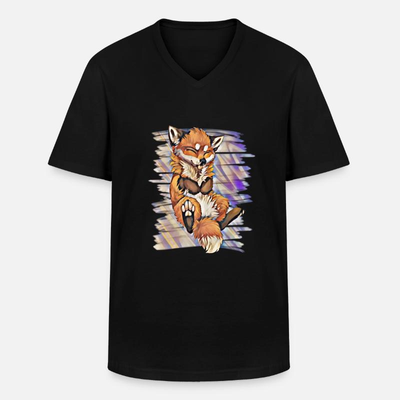 Fuchs - Männer-T-Shirt mit V-Ausschnitt - Schwarz
