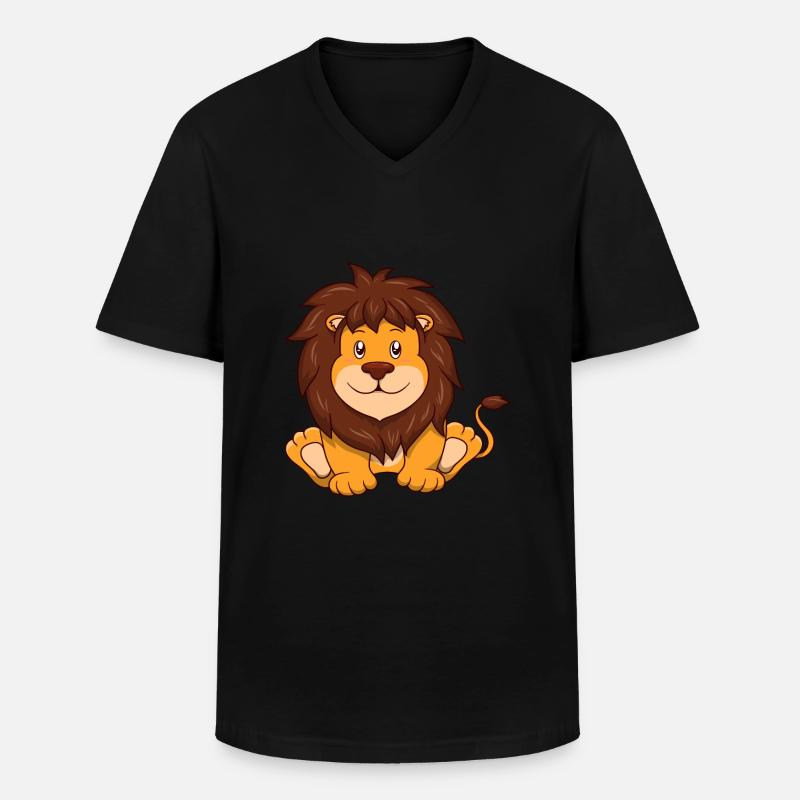 Süßer Löwe - Männer-T-Shirt mit V-Ausschnitt - Schwarz