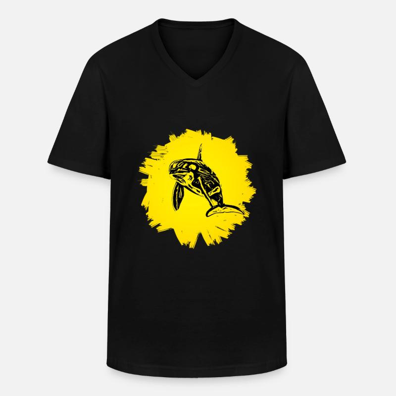 Orca - Männer-T-Shirt mit V-Ausschnitt - Schwarz