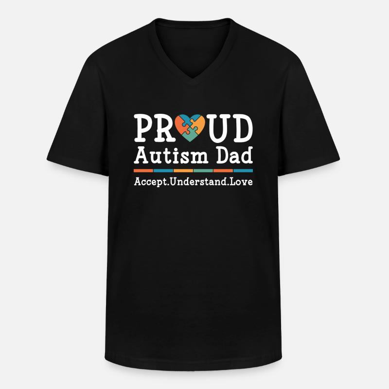 Stolzer Autismus Papa - Männer-T-Shirt mit V-Ausschnitt - Schwarz