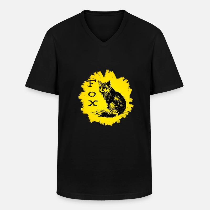 Fuchs - Männer-T-Shirt mit V-Ausschnitt - Schwarz