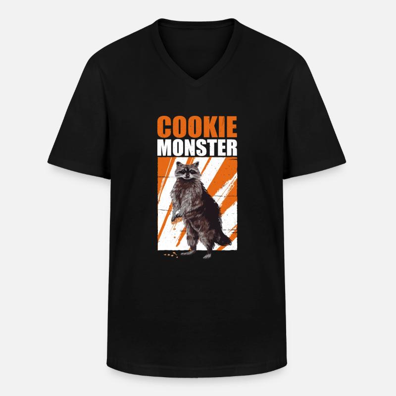 Cookie Waschbär Tier Humor - Männer-T-Shirt mit V-Ausschnitt - Schwarz