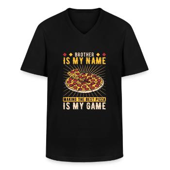 Pizzabäcker Bruder Pizzaiolo - Männer-T-Shirt mit V-Ausschnitt - Schwarz - Vorne - AI Model Male 178 dark (178cm)