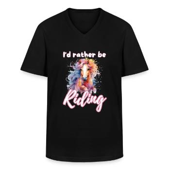 Je préfère monter à cheval fille splash art - T-shirt col V Homme - noir - Devant - AI Model Male 178 dark (178cm)