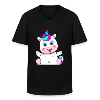 Unicorn Design Child Fantasy Mythical Creature Gift - Men's V-Neck T-Shirt - black - Front - AI Model Male 178 dark (178cm)