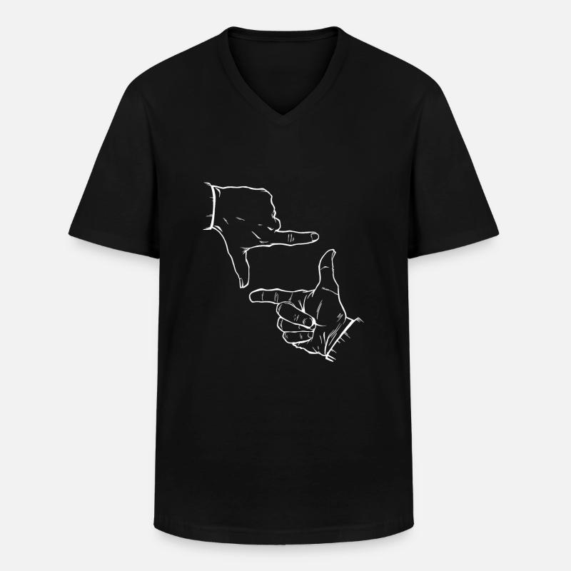 Finger Silhouette - Männer-T-Shirt mit V-Ausschnitt - Schwarz