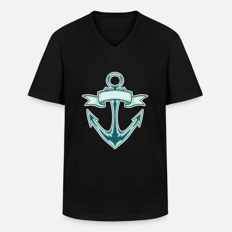 Anker - Männer-T-Shirt mit V-Ausschnitt - Schwarz