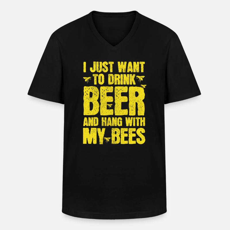 Imker Geschenk Bienen & Bier - Männer-T-Shirt mit V-Ausschnitt - Schwarz