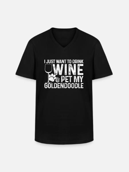 Goldendoodle Hund Wein Geschenk - Männer-T-Shirt mit V-Ausschnitt - Schwarz