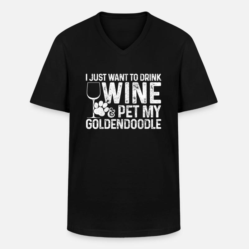 Goldendoodle Hund Wein Geschenk - Männer-T-Shirt mit V-Ausschnitt - Schwarz