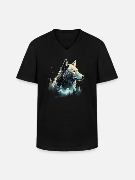 Wolf Mountains Nature Gift - Men's V-Neck T-Shirt - black