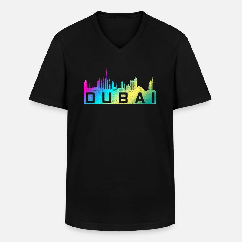 Dubai Skyline UAE Souvenir - Männer-T-Shirt mit V-Ausschnitt - Schwarz