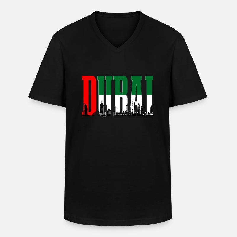 Dubai Skyline UAE Souvenir - Männer-T-Shirt mit V-Ausschnitt - Schwarz