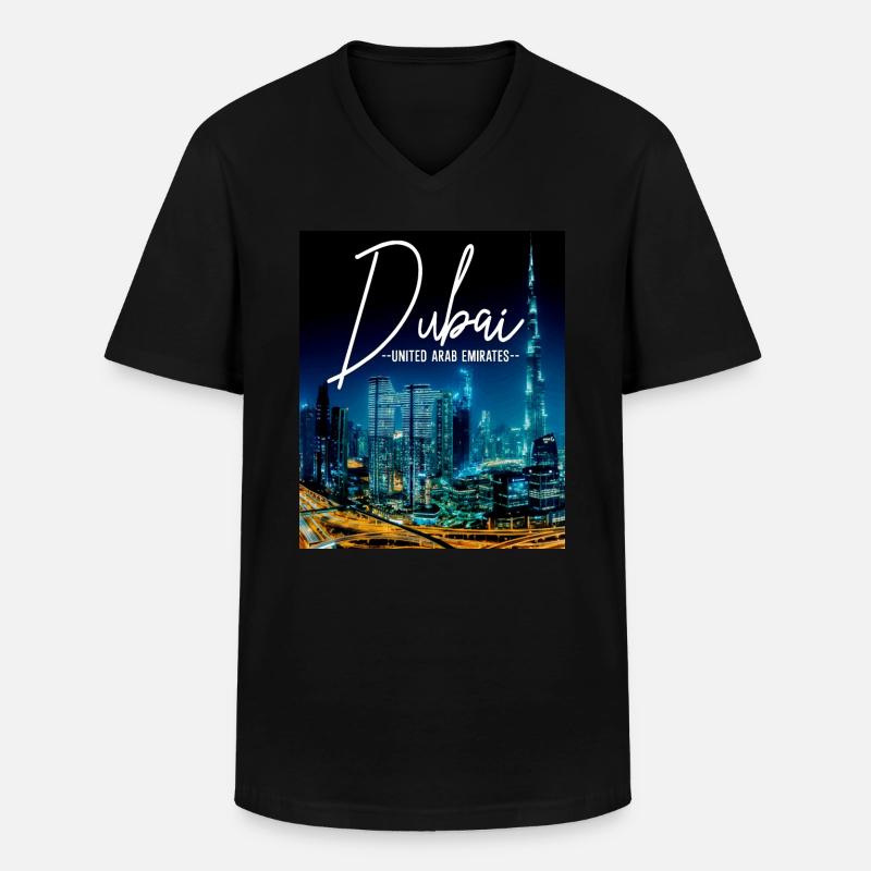 Dubai Skyline UAE Souvenir - Männer-T-Shirt mit V-Ausschnitt - Schwarz
