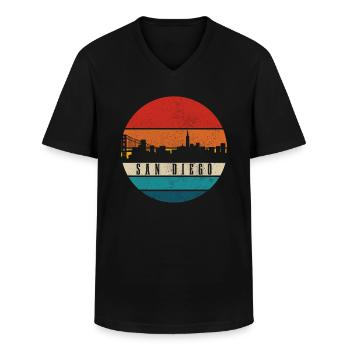 San Diego Kalifornien Vintage Souvenir - Männer-T-Shirt mit V-Ausschnitt - Schwarz - Vorne - AI Model Male 178 dark (178cm)