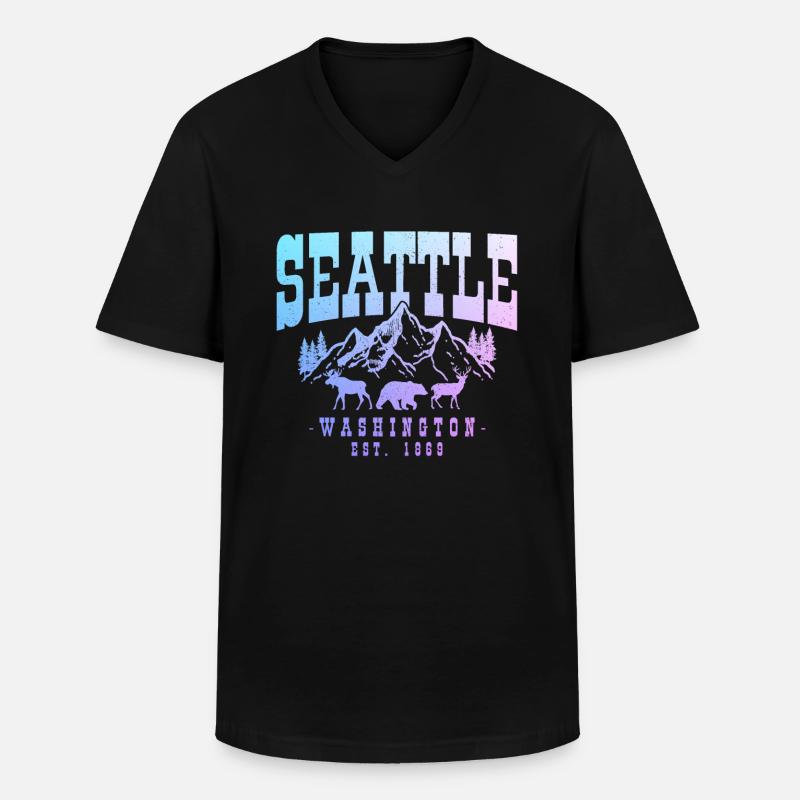 Seattle Washington Souvenir Geschenk - Männer-T-Shirt mit V-Ausschnitt - Schwarz