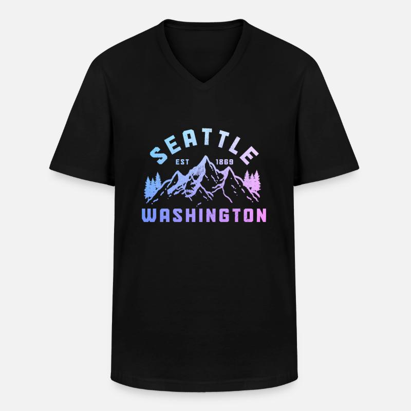 Seattle Washington Souvenir Geschenk - Männer-T-Shirt mit V-Ausschnitt - Schwarz