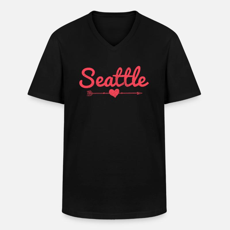Seattle Washington Souvenir Geschenk - Männer-T-Shirt mit V-Ausschnitt - Schwarz