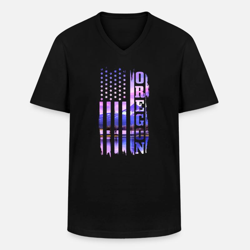 Oregon - Männer-T-Shirt mit V-Ausschnitt - Schwarz