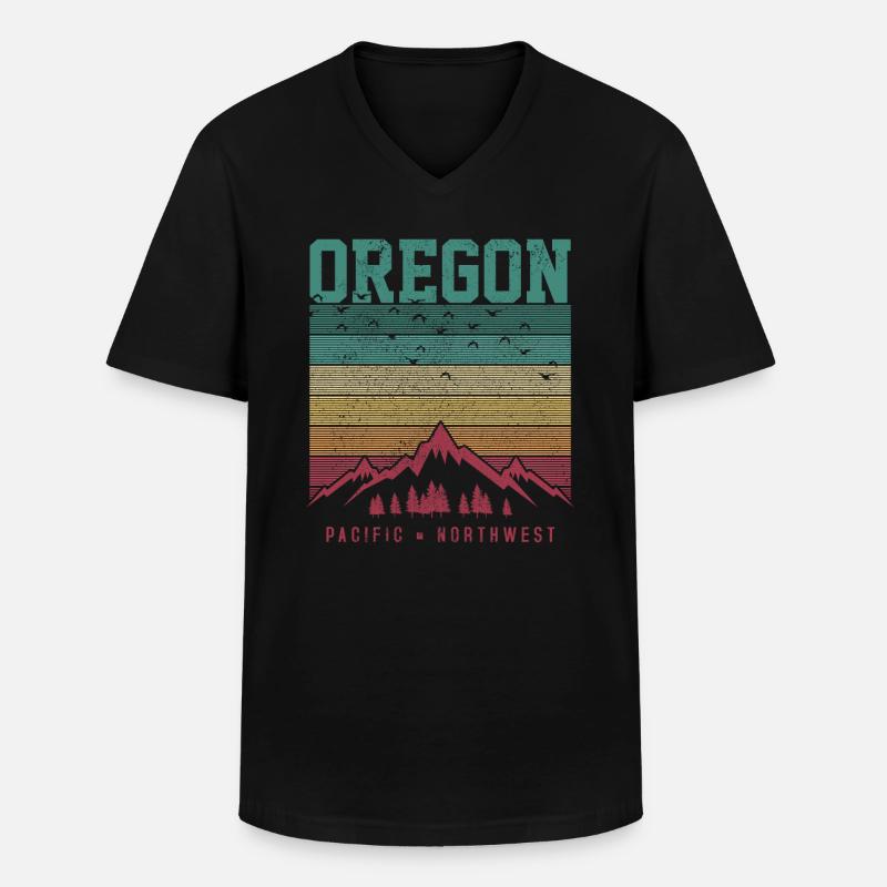 Oregon - Männer-T-Shirt mit V-Ausschnitt - Schwarz
