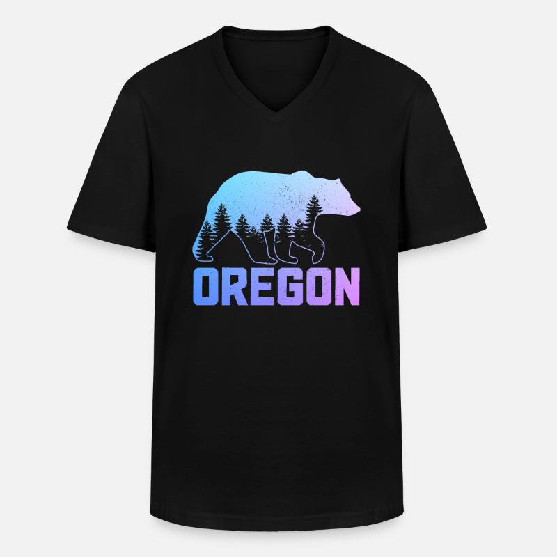 Oregon - Männer-T-Shirt mit V-Ausschnitt - Schwarz