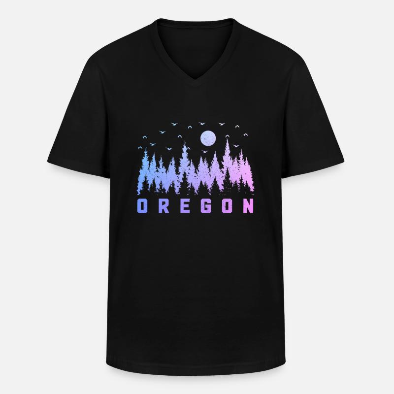 Oregon - Männer-T-Shirt mit V-Ausschnitt - Schwarz