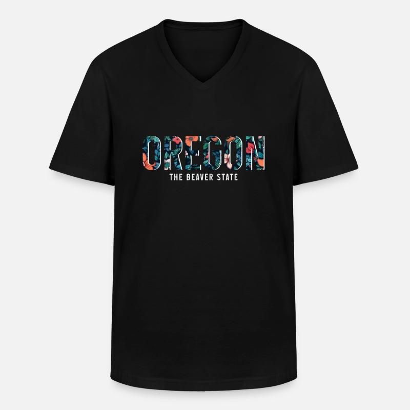 Oregon - Männer-T-Shirt mit V-Ausschnitt - Schwarz