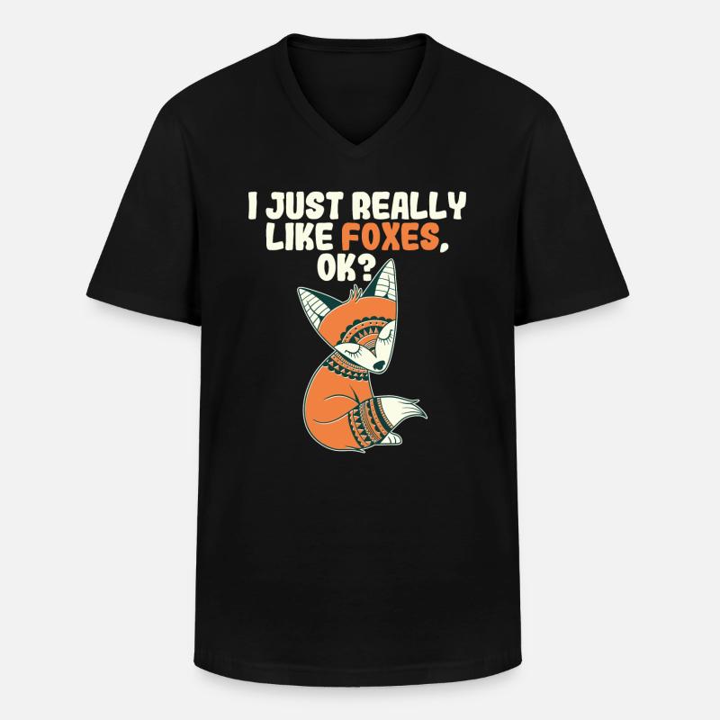 Fox Gift - Men's V-Neck T-Shirt - black