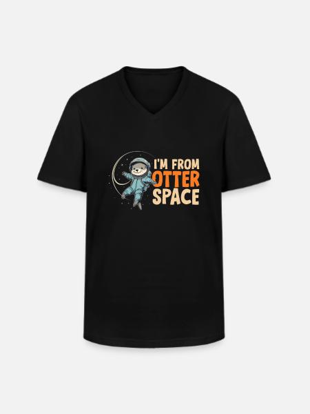 Otter Space Funny Otter Astronaut - Men's V-Neck T-Shirt - black