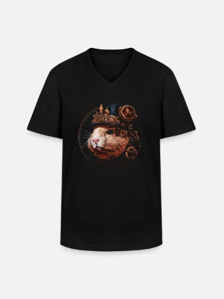 Guinea Pig Steampunk Funny Gift - Men's V-Neck T-Shirt - black