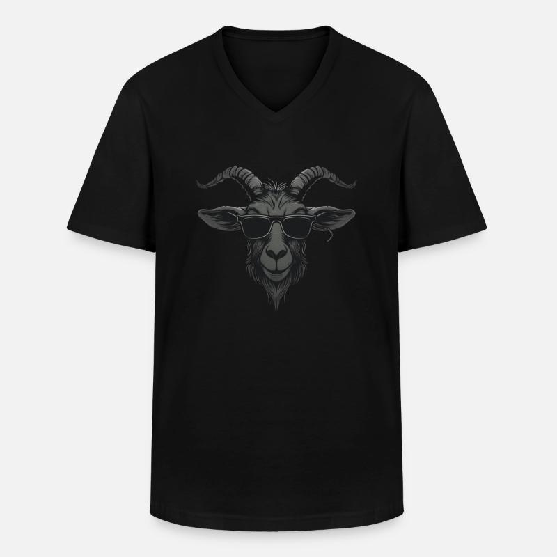 Ziege Sonnenbrille Geschenk - Männer-T-Shirt mit V-Ausschnitt - Schwarz