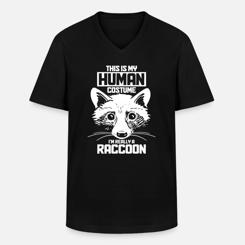 Waschbär Lustig Geschenk - Männer-T-Shirt mit V-Ausschnitt - Schwarz