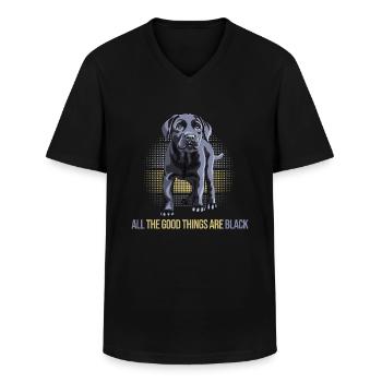 dog black labrador dog breeding black labrador - Men's V-Neck T-Shirt - black - Front - AI Model Male 178 dark (178cm)