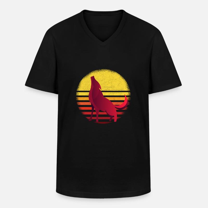 Wolf Wölfe Heulen - Männer-T-Shirt mit V-Ausschnitt - Schwarz
